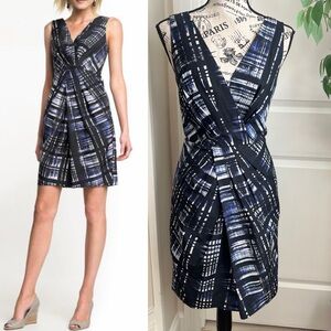 Banana Republic Y2K Silk Blend Plaid Print Sleevless Dress Blue Sz 4